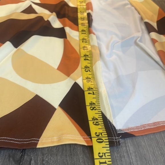 Brown multi colored,geometric shaped design maxi long tube dress,Large - Picture 11 of 14